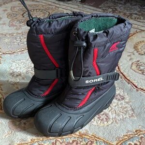 Sorel Black and Red Snow Boots